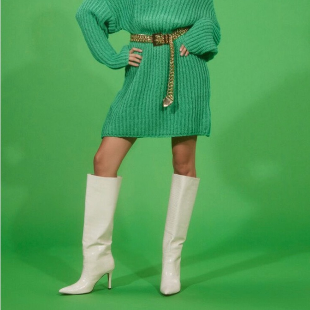 New Faux croc knee-high Stiletto boots